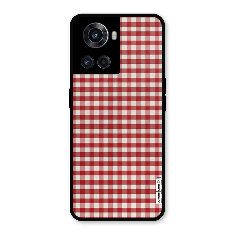 Red White Check Metal Back Case for OnePlus 10R