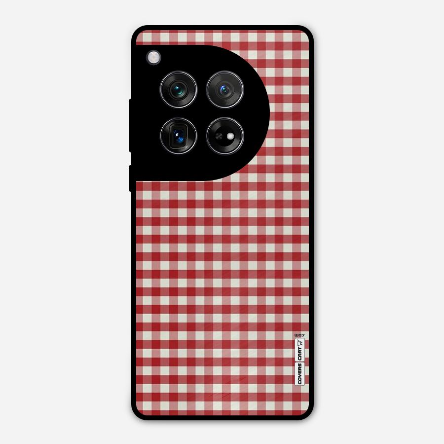 Red White Check Metal Back Case for OnePlus 12