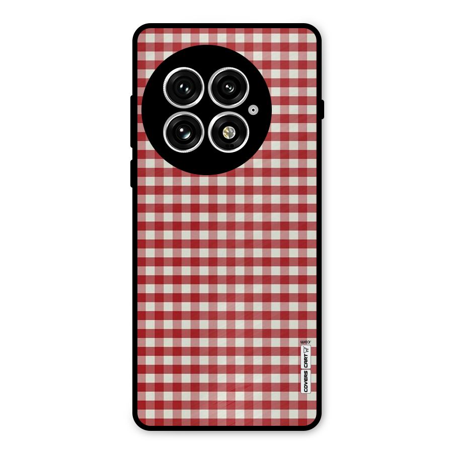 Red White Check Metal Back Case for OnePlus 13