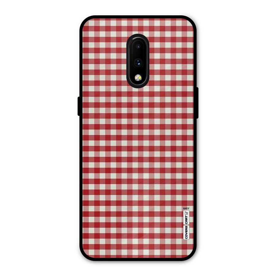 Red White Check Metal Back Case for OnePlus 7