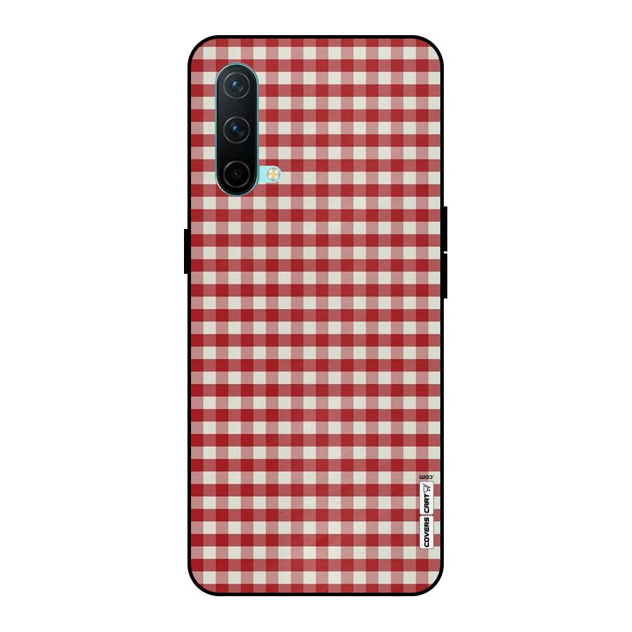 Red White Check Metal Back Case for OnePlus Nord CE 5G