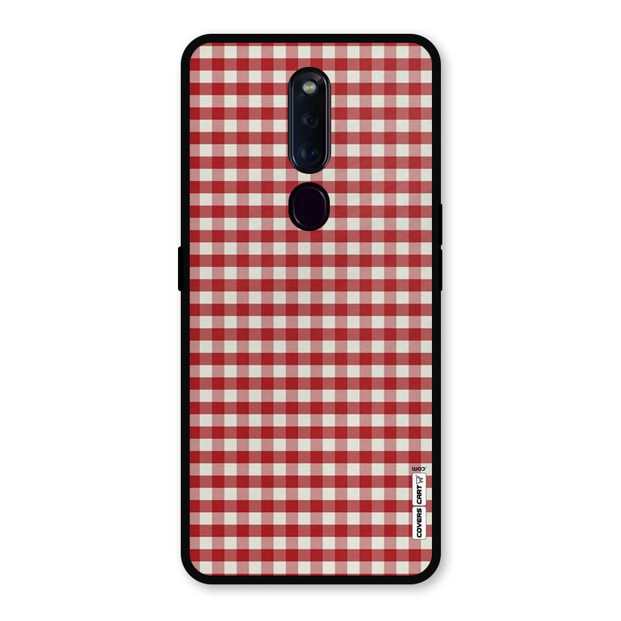 Red White Check Metal Back Case for Oppo F11 Pro