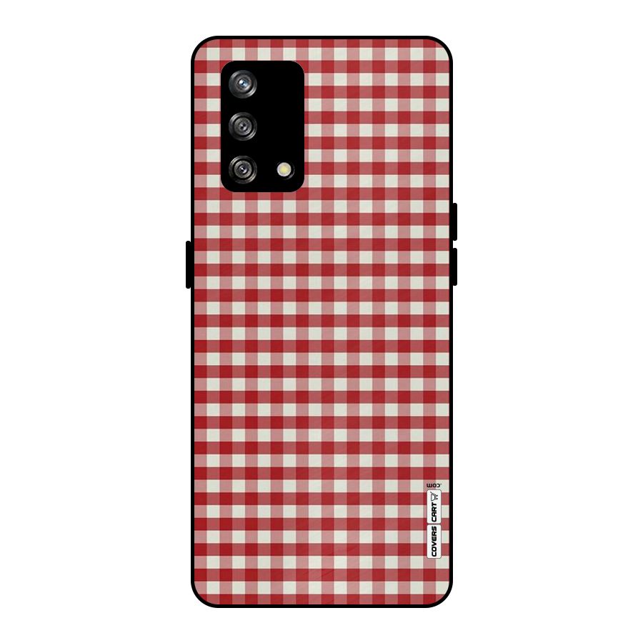 Red White Check Metal Back Case for Oppo F19