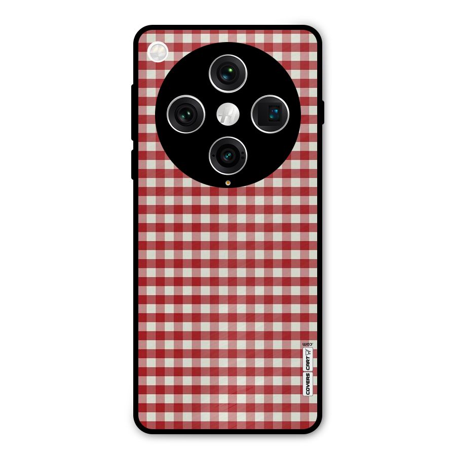 Red White Check Metal Back Case for Oppo Find X8 Pro