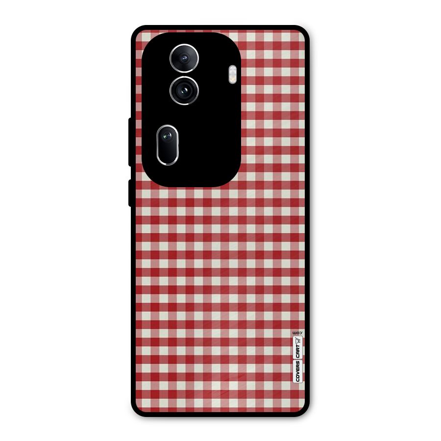 Red White Check Metal Back Case for Oppo Reno11 Pro 5G