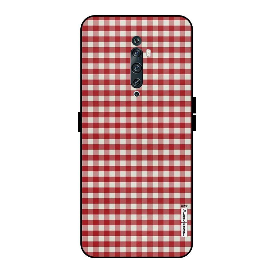 Red White Check Metal Back Case for Oppo Reno2 Z