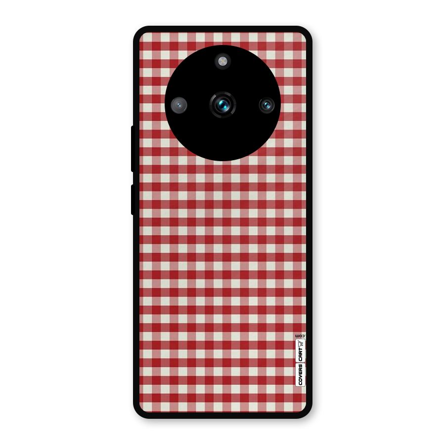 Red White Check Metal Back Case for Realme 11 Pro