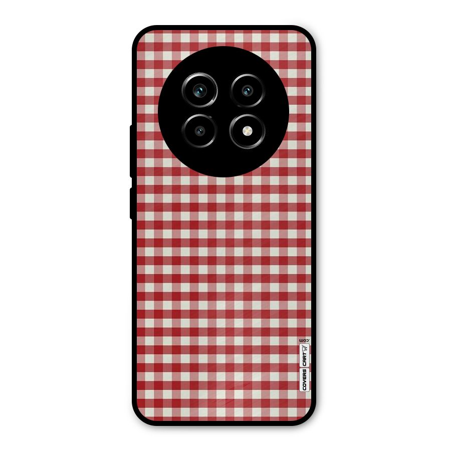 Red White Check Metal Back Case for Realme 14 Pro Lite