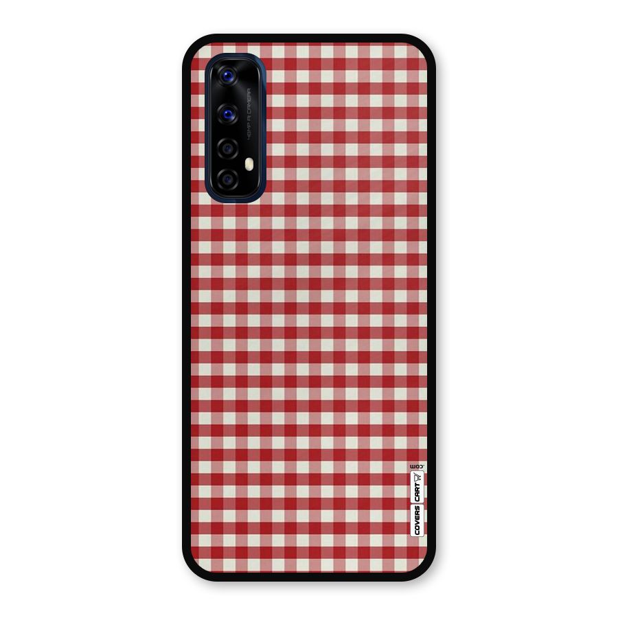 Red White Check Metal Back Case for Realme 7