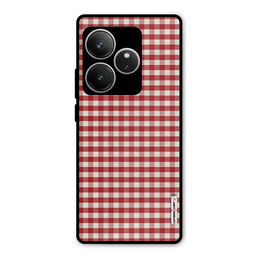 Red White Check Metal Back Case for Realme GT 6