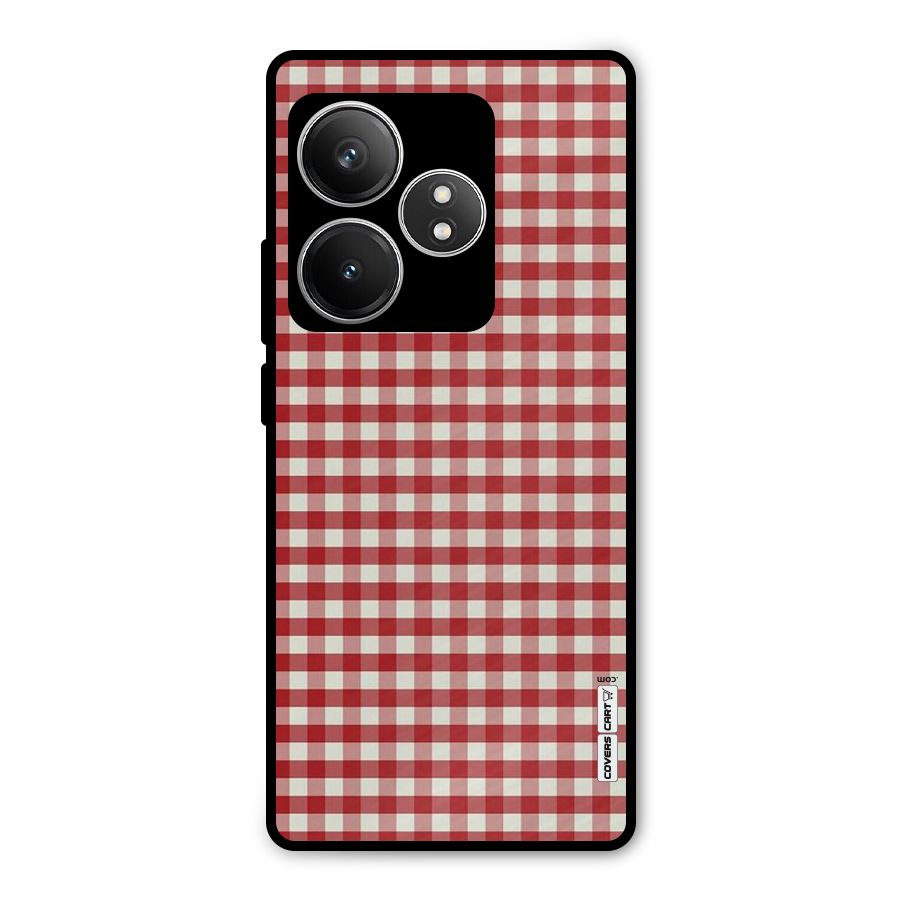Red White Check Metal Back Case for Realme GT 6T