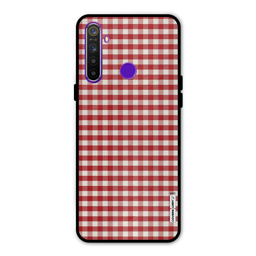 Red White Check Metal Back Case for Realme Narzo 10