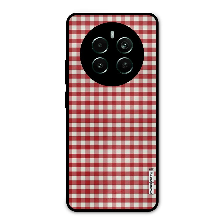 Red White Check Metal Back Case for Realme Narzo 70 Pro