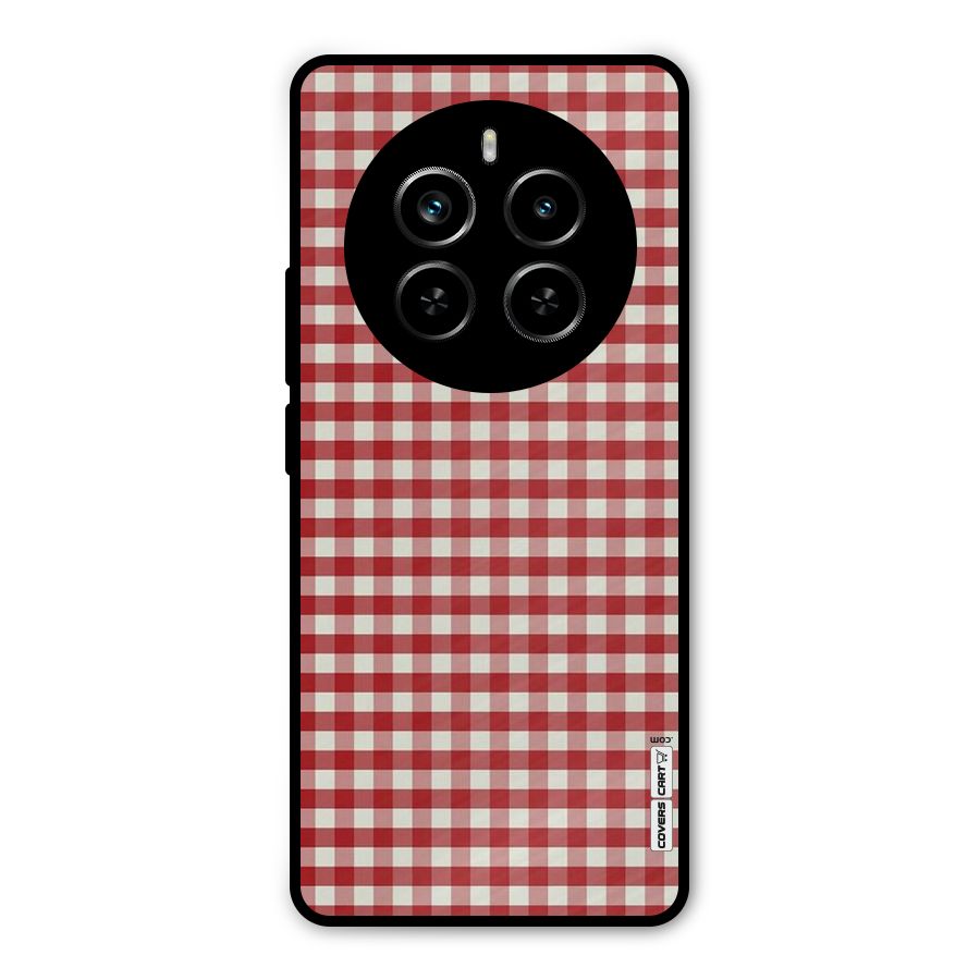 Red White Check Metal Back Case for Realme P1 Pro