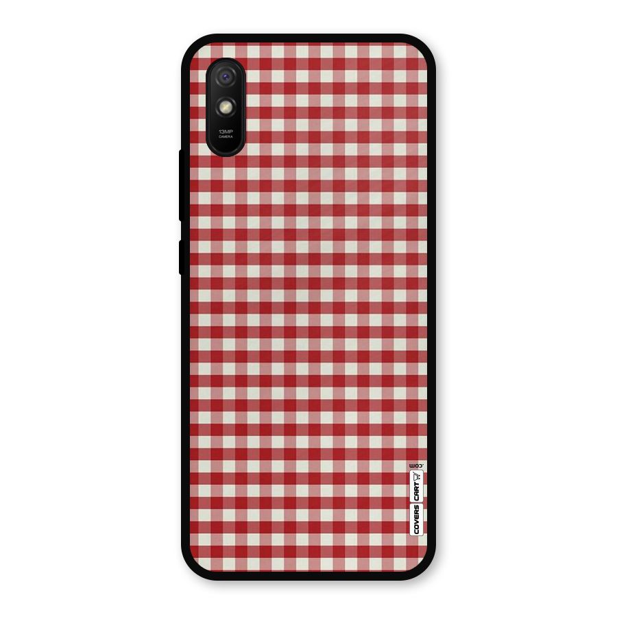 Red White Check Metal Back Case for Redmi 9i