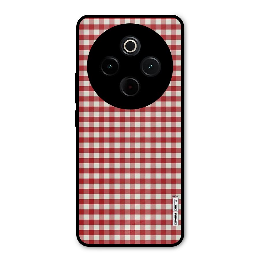 Red White Check Metal Back Case for Vivo T4