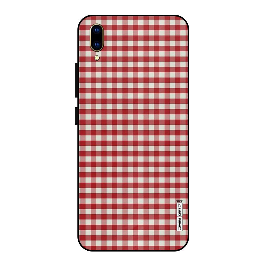 Red White Check Metal Back Case for Vivo V11 Pro