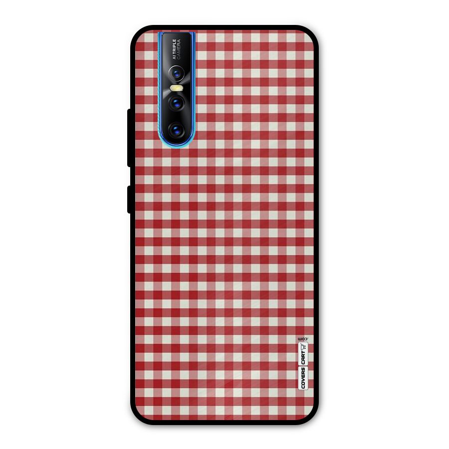 Red White Check Metal Back Case for Vivo V15 Pro