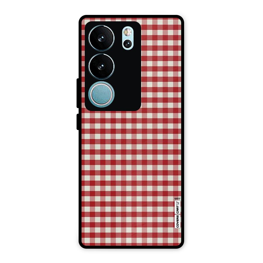 Red White Check Metal Back Case for Vivo V29 Pro