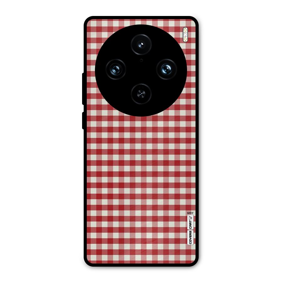 Red White Check Metal Back Case for Vivo X100 Pro