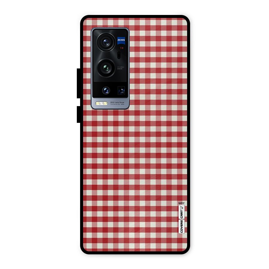 Red White Check Metal Back Case for Vivo X60 Pro Plus