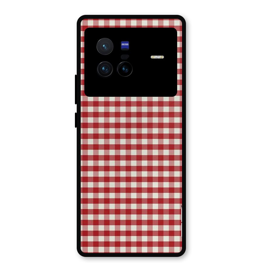 Red White Check Metal Back Case for Vivo X80