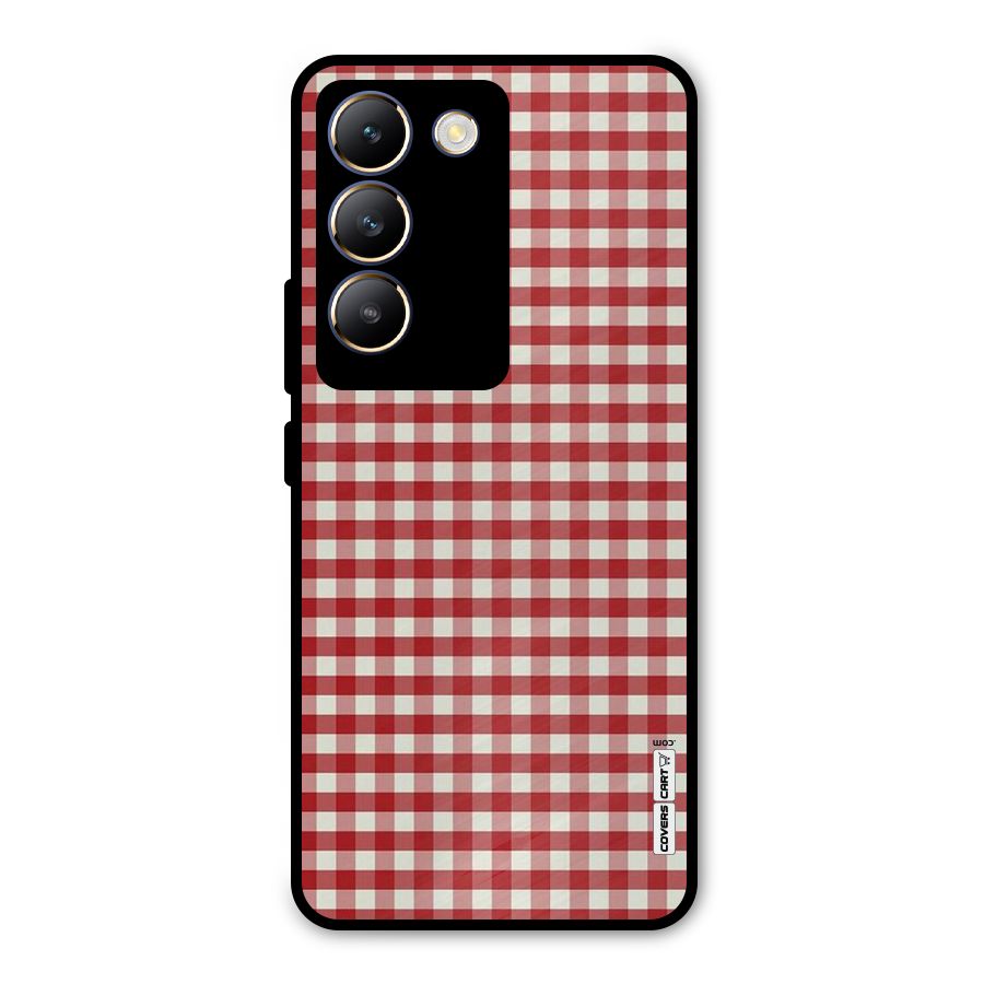 Red White Check Metal Back Case for Vivo Y200e