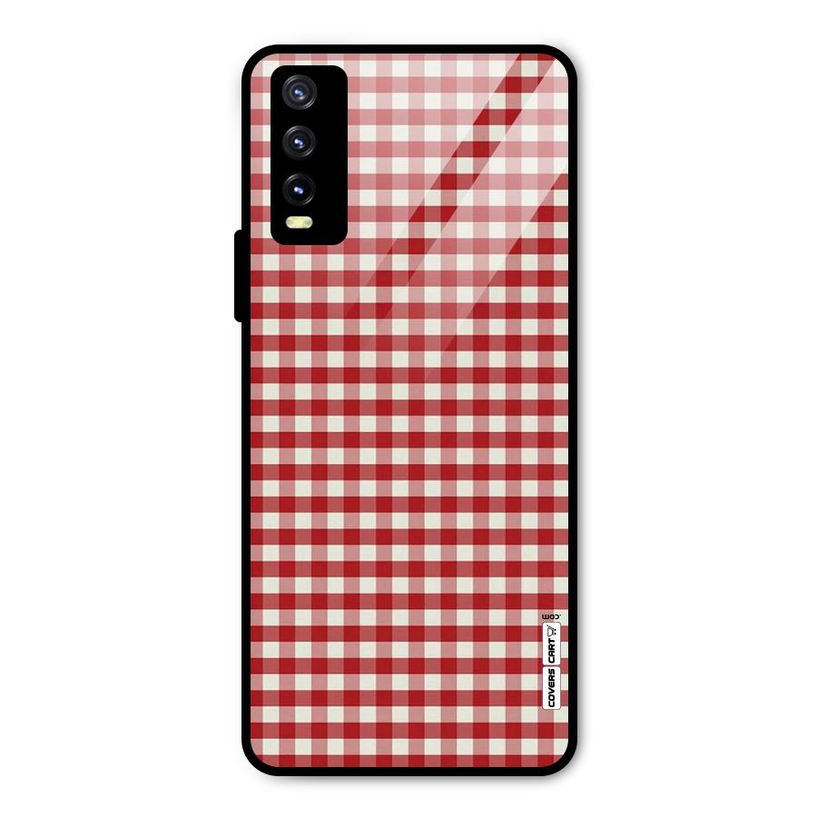 Red White Check Metal Back Case for Vivo Y20g