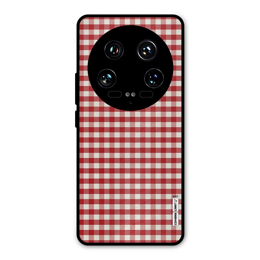Red White Check Metal Back Case for Xiaomi 14 Ultra