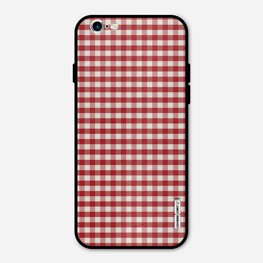 Red White Check Metal Back Case for iPhone 6 6s