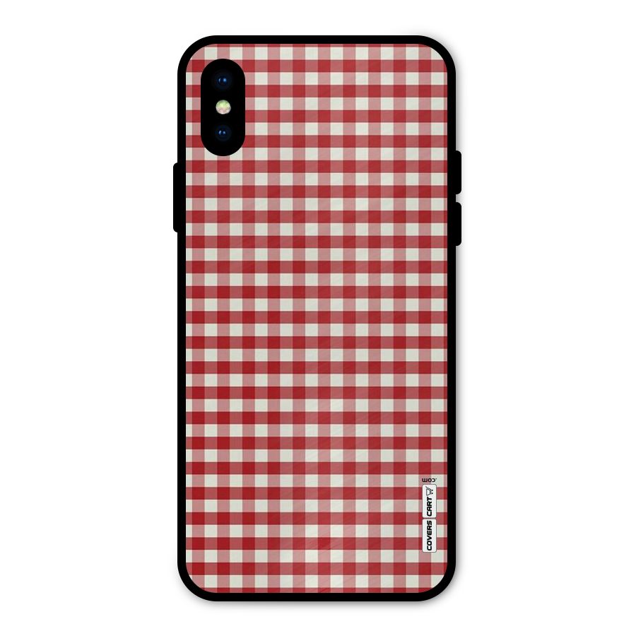 Red White Check Metal Back Case for iPhone XS