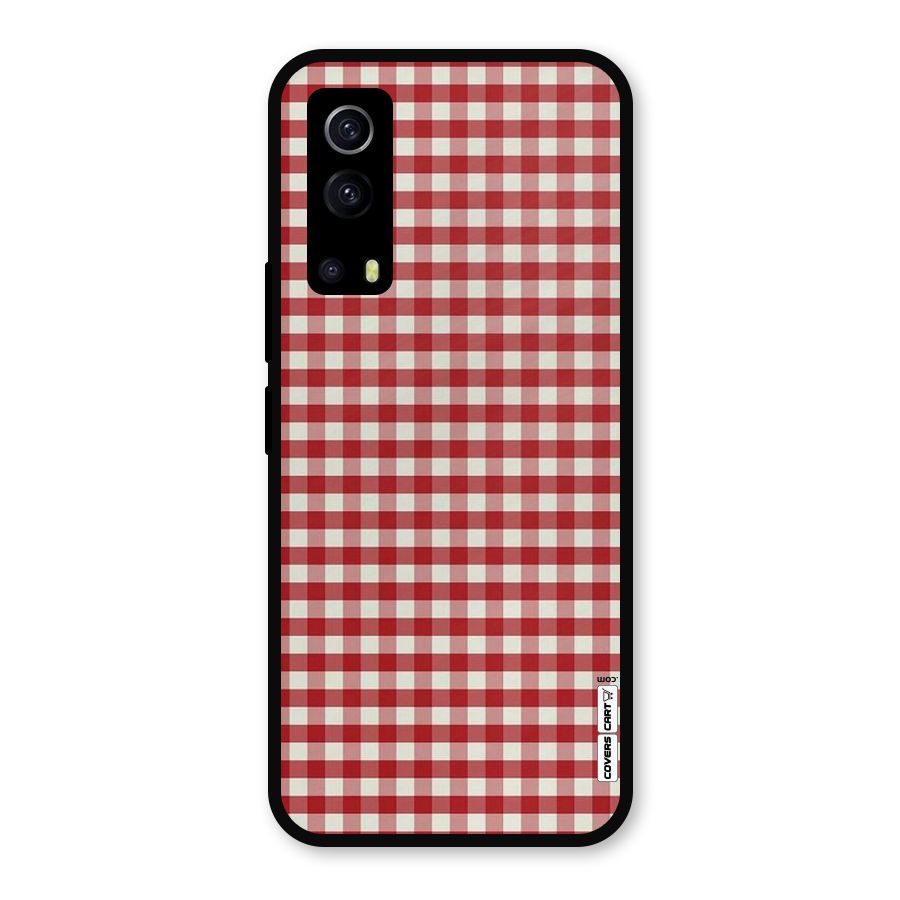 Red White Check Metal Back Case for iQOO Z3