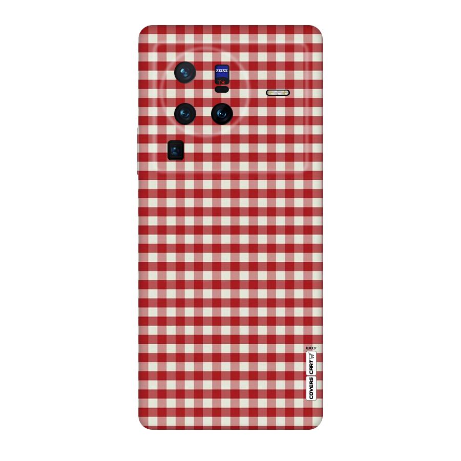 Red White Check Original Polycarbonate Back Case for Vivo X80
