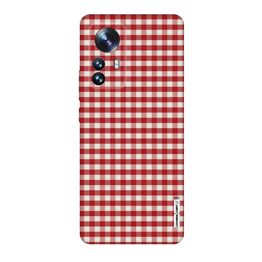 Red White Check Original Polycarbonate Back Case for Xiaomi 12 Pro
