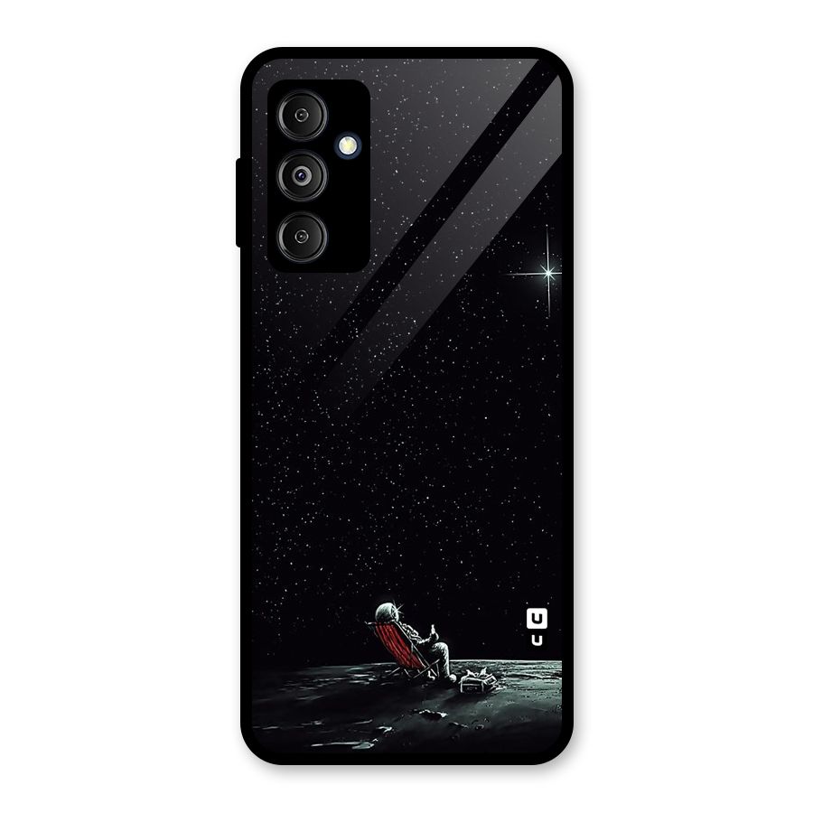 Resting Spaceman Face Glass Back Case for Galaxy M14 5G