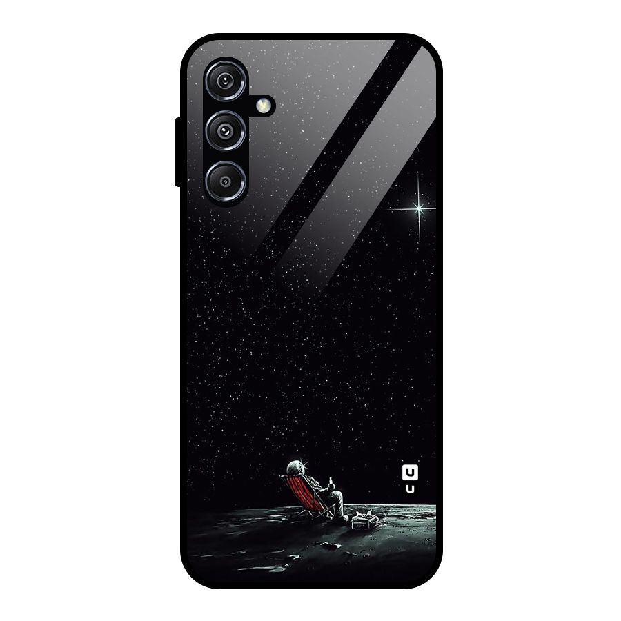 Resting Spaceman Face Glass Back Case for Galaxy M34 5G