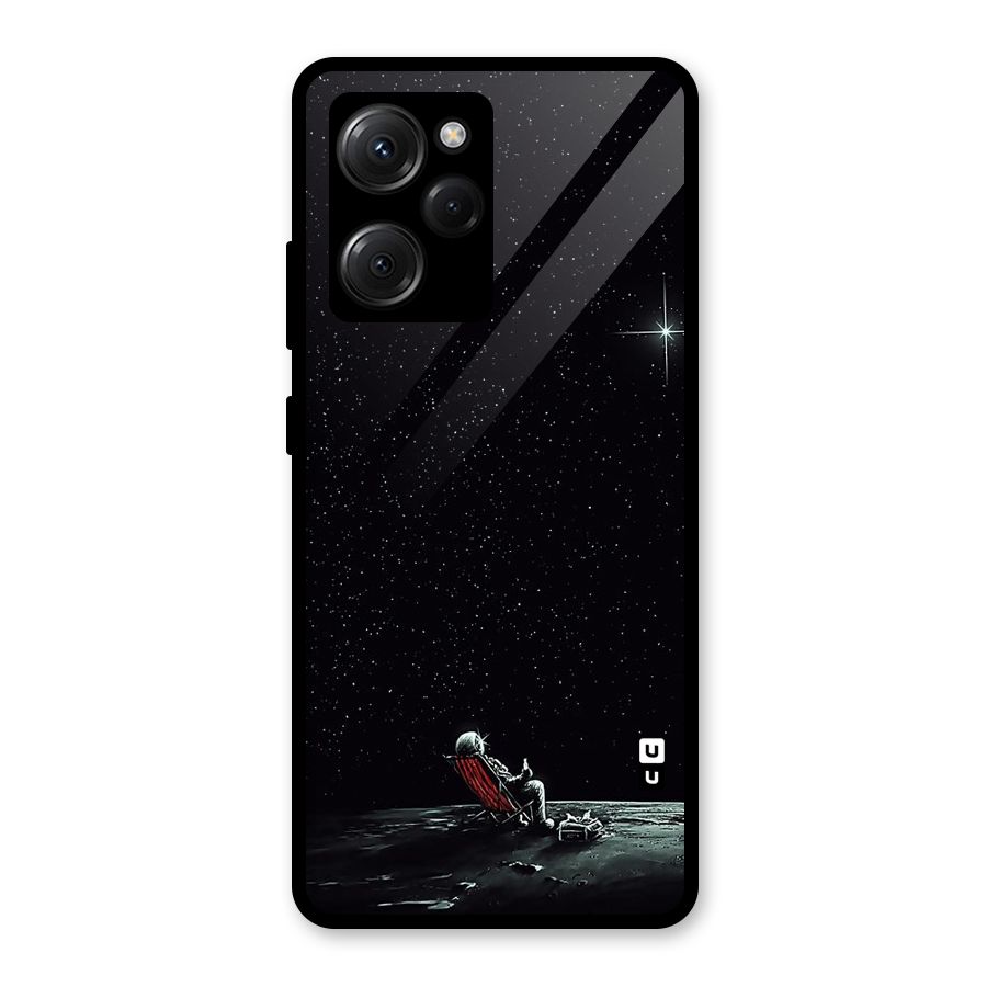 Resting Spaceman Face Glass Back Case for Poco X5 Pro