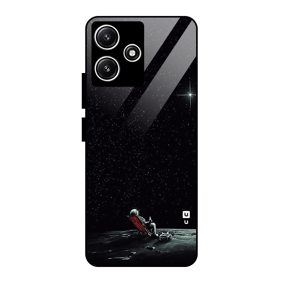 Resting Spaceman Face Glass Back Case for Redmi 12 5G