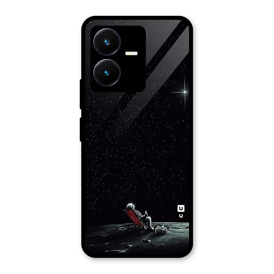 Resting Spaceman Face Glass Back Case for Vivo Y22s