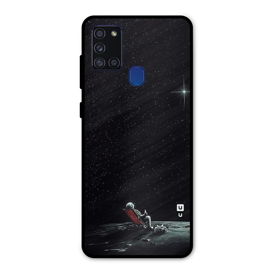 Resting Spaceman Face Metal Back Case for Galaxy A21s