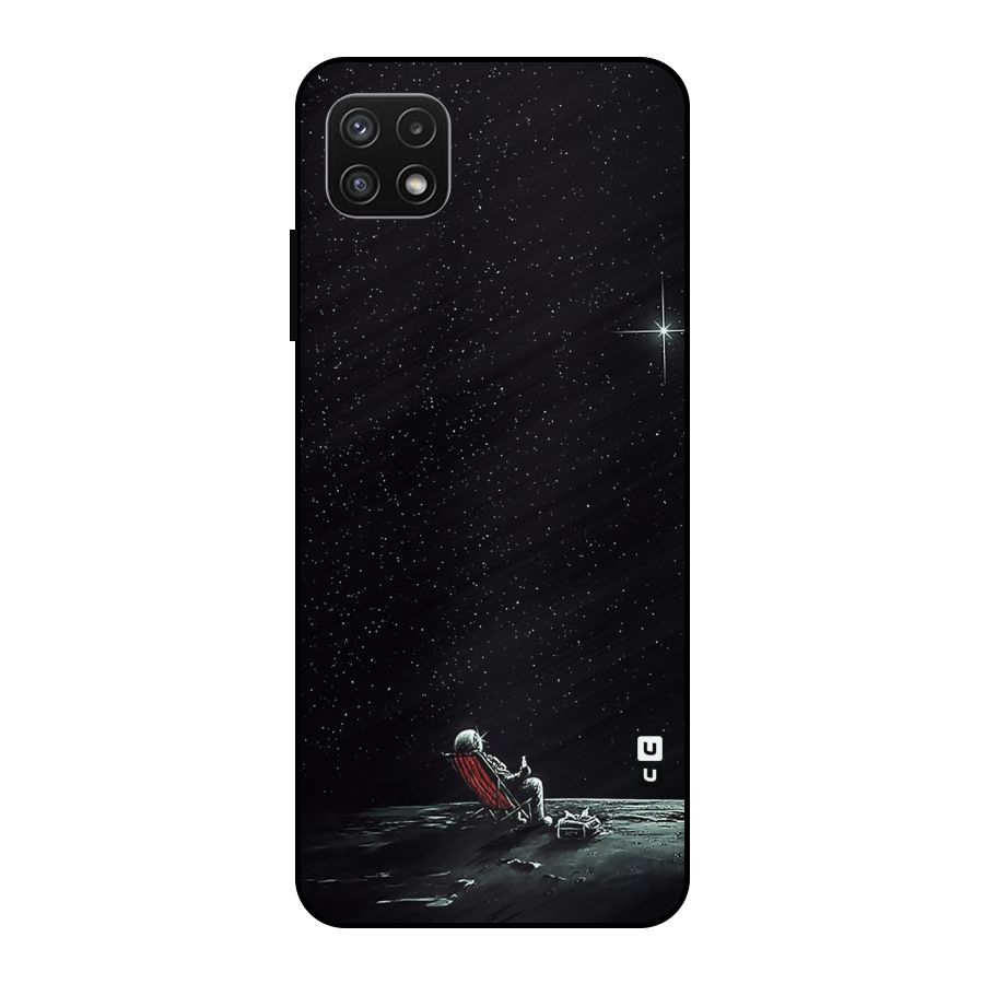 Resting Spaceman Face Metal Back Case for Galaxy A22 5G