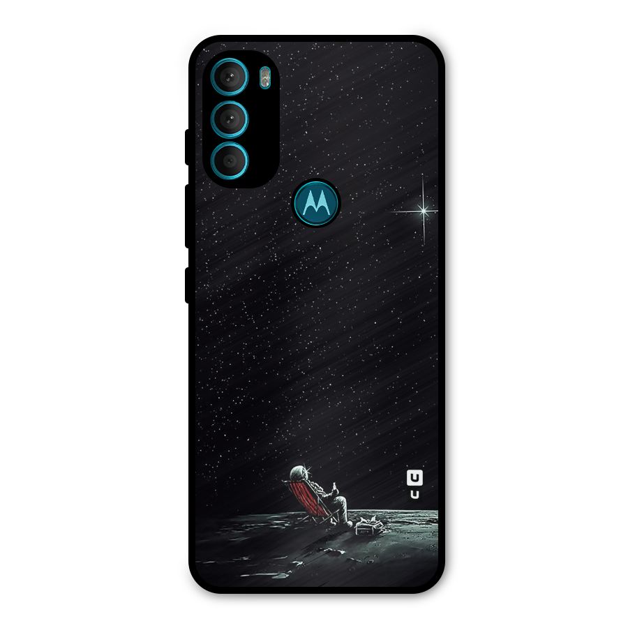 Resting Spaceman Face Metal Back Case for Moto G71 5G