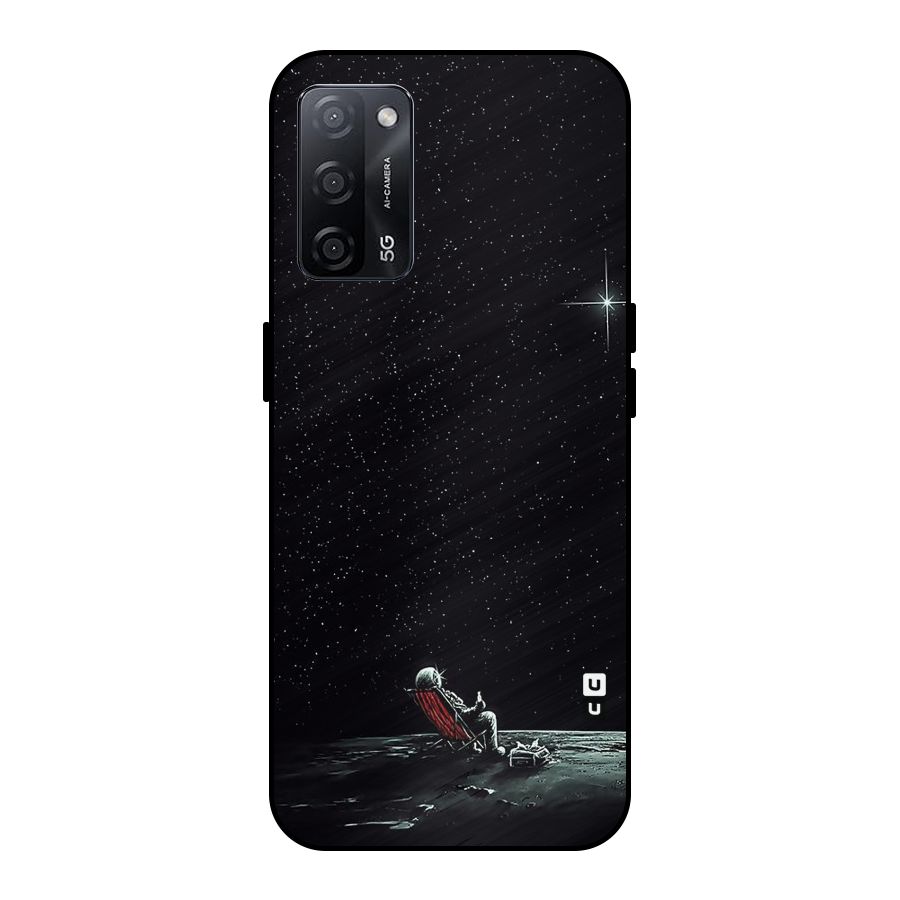 Resting Spaceman Face Metal Back Case for Oppo A53s 5G