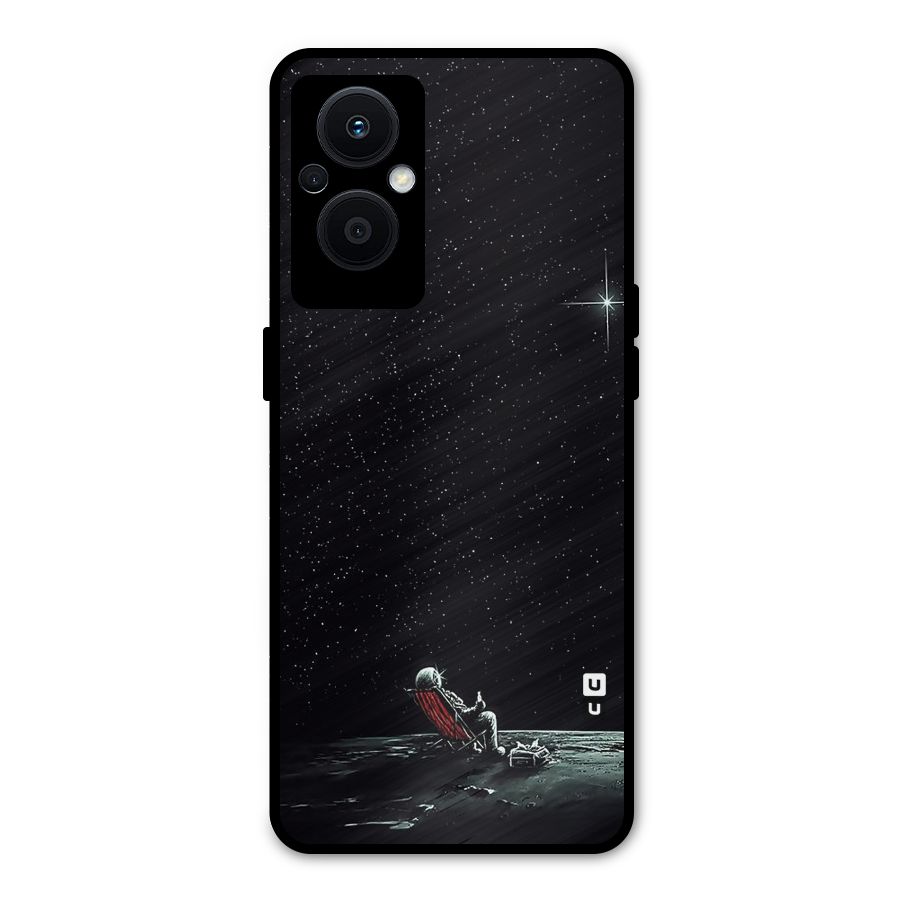 Resting Spaceman Face Metal Back Case for Oppo F21 Pro 5G