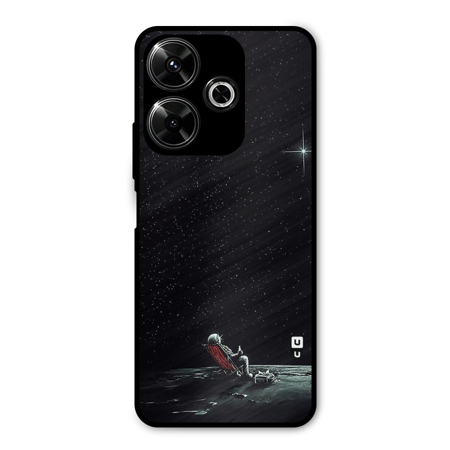 Resting Spaceman Face Metal Back Case for Poco M6 Plus