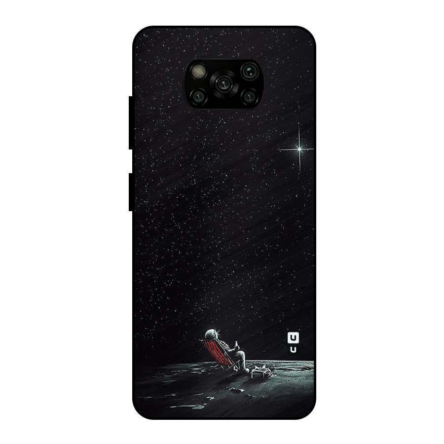 Resting Spaceman Face Metal Back Case for Poco X3
