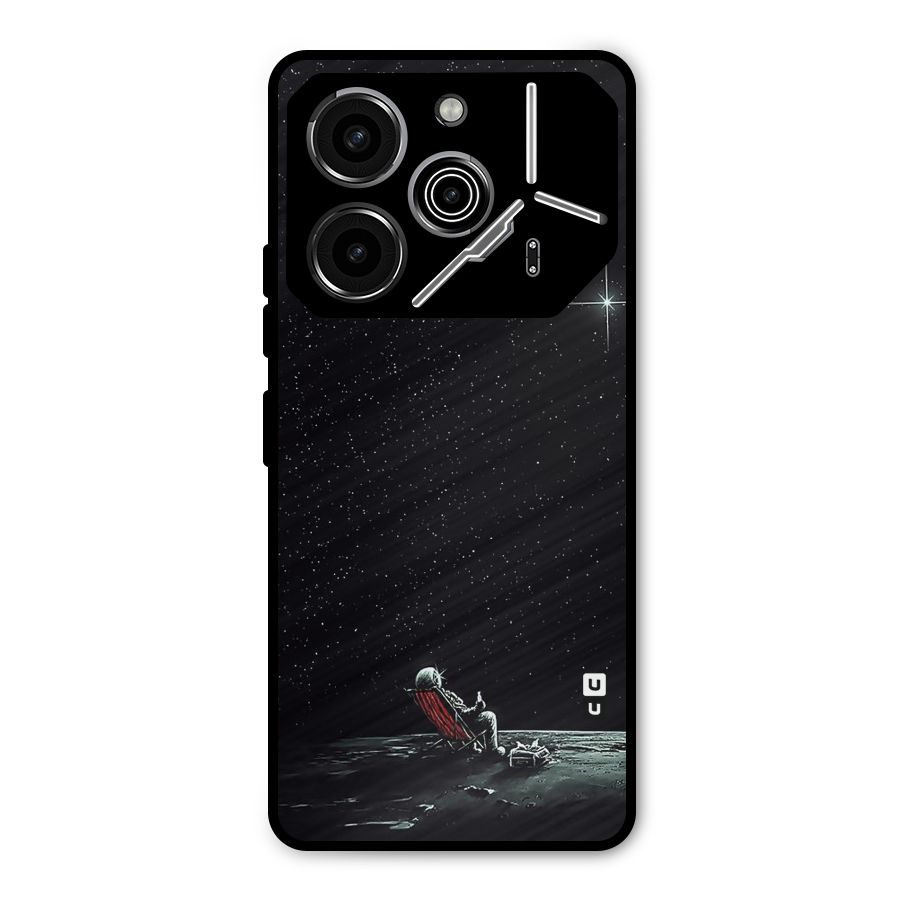 Resting Spaceman Face Metal Back Case for Tecno Pova 6 Pro