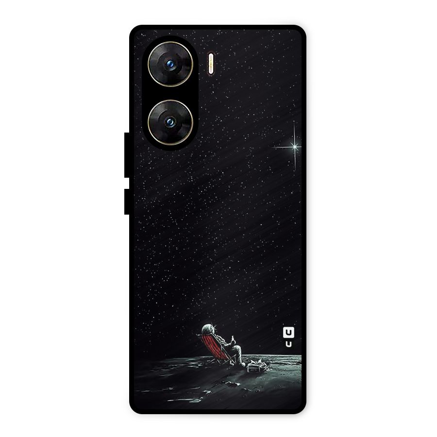 Resting Spaceman Face Metal Back Case for Vivo V29e