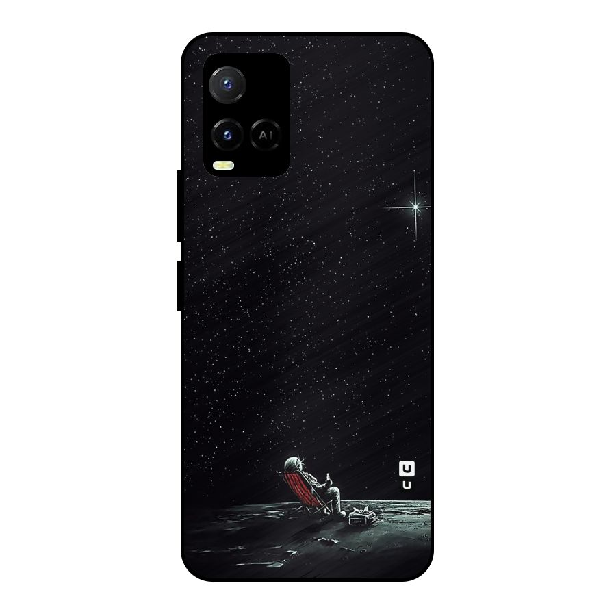 Resting Spaceman Face Metal Back Case for Vivo Y33s