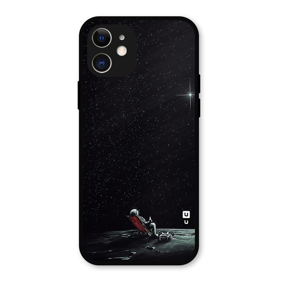 Resting Spaceman Face Metal Back Case for iPhone 12
